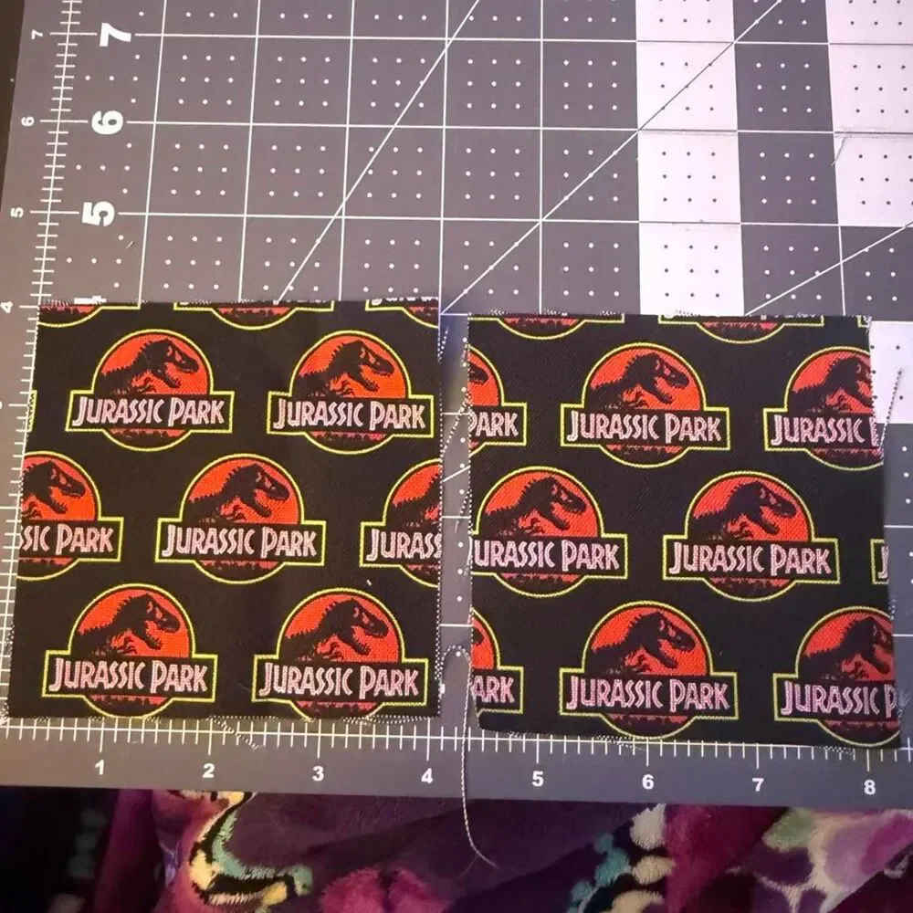 Jurassic Park Fabric Scrap Bundle Cotton Dinosaur Quilting Craft Pieces 12 Pc
